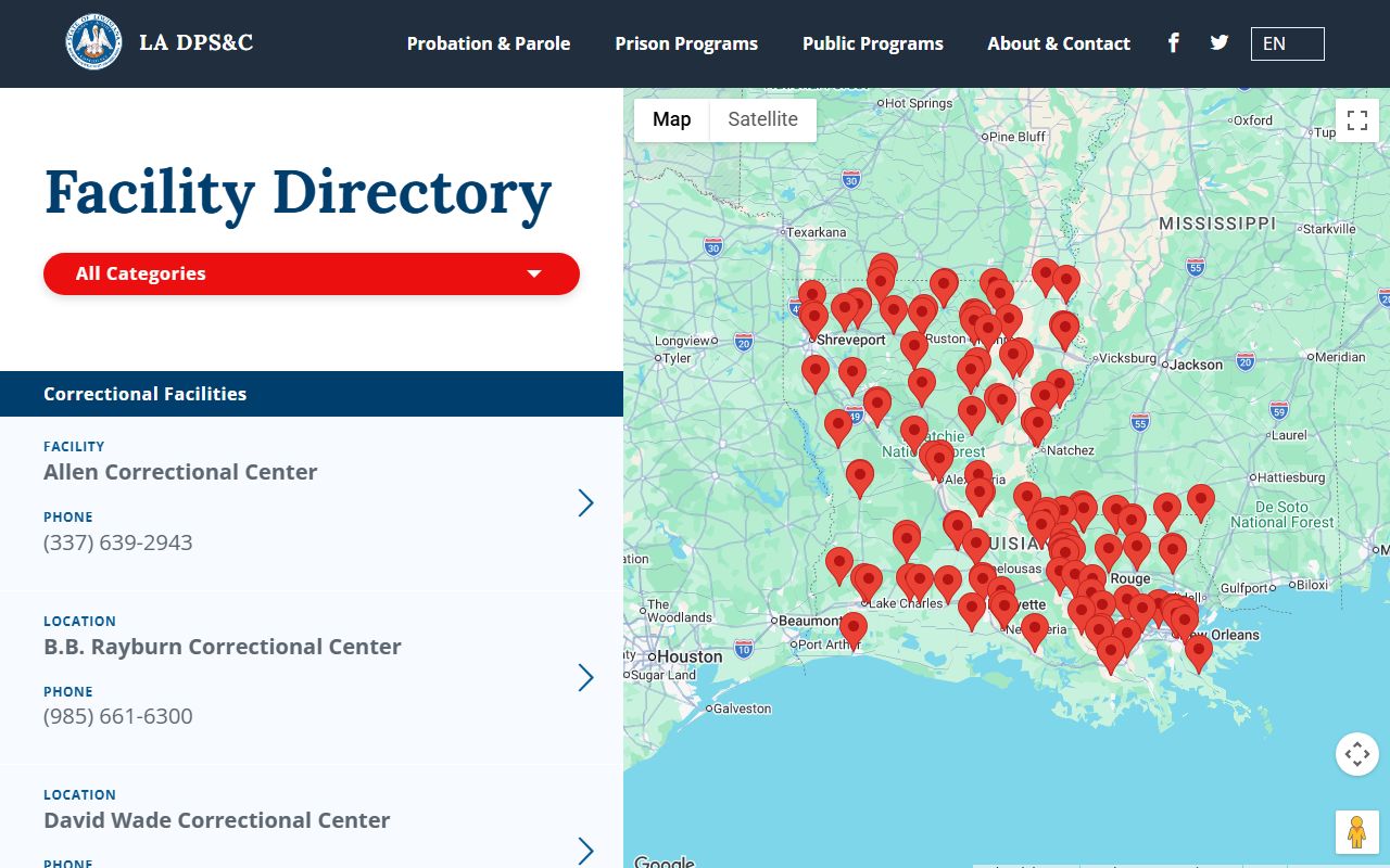 Plaquemines Parish Transitional Work Program in Louisiana DPS&C facility directory