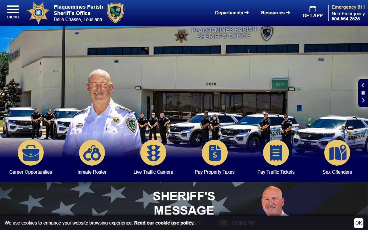 Plaquemines Parish inmate population PPSO homepage and roster links