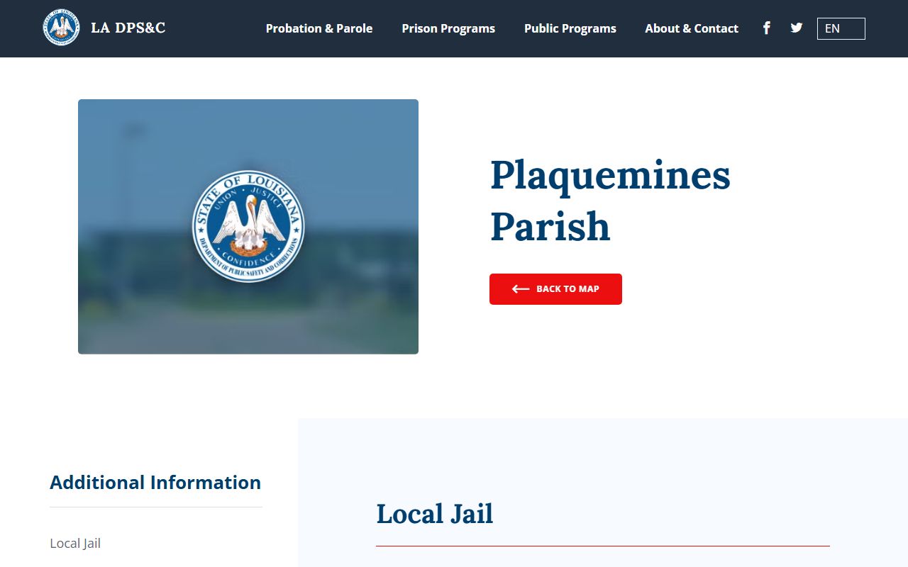 Plaquemines Parish Sheriff's Office Detention Center DOC local jail listing